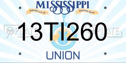 13TI260 Mississippi License Plate