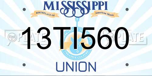 13TI560 Mississippi License Plate