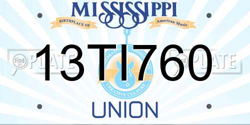 13TI760 Mississippi License Plate