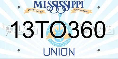 13TO360 Mississippi License Plate
