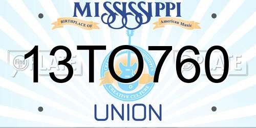 13TO760 Mississippi License Plate
