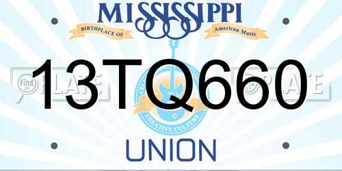 13TQ660 Mississippi License Plate