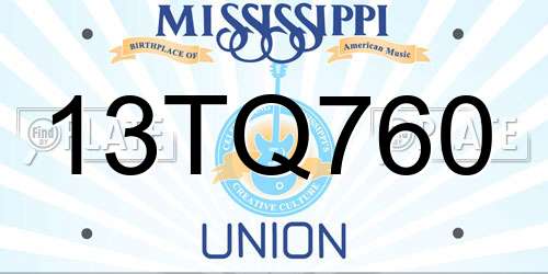 13TQ760 Mississippi License Plate