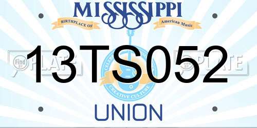 13TS052 Mississippi License Plate