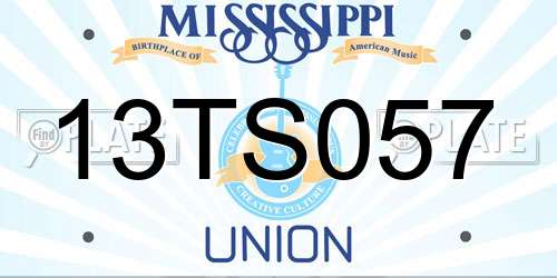 13TS057 Mississippi License Plate