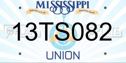 13TS082 Mississippi License Plate