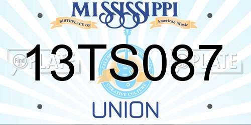 13TS087 Mississippi License Plate