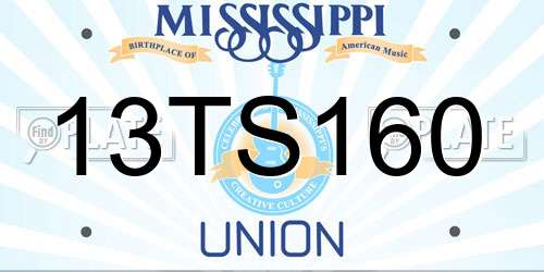 13TS160 Mississippi License Plate