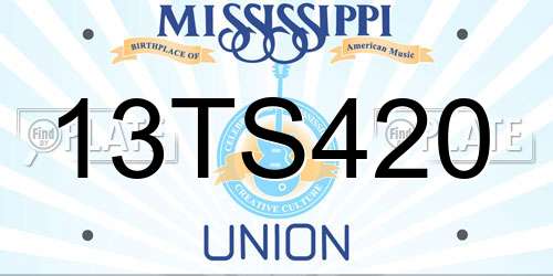 13TS420 Mississippi License Plate
