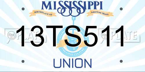 13TS511 Mississippi License Plate
