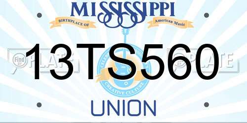 13TS560 Mississippi License Plate