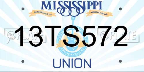 13TS572 Mississippi License Plate