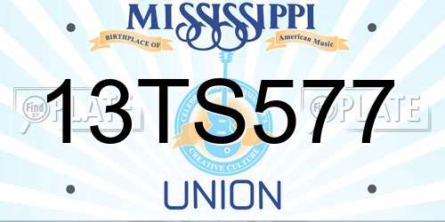 13TS577 Mississippi License Plate