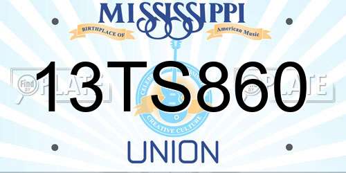 13TS860 Mississippi License Plate