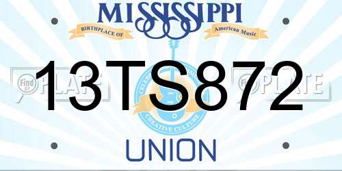 13TS872 Mississippi License Plate