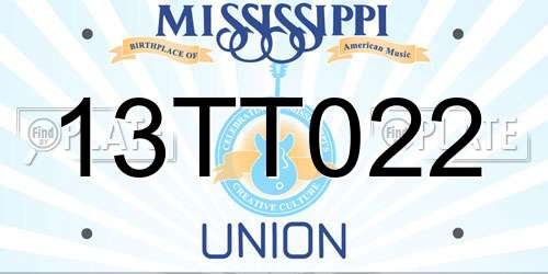 13TT022 Mississippi License Plate
