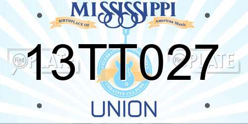 13TT027 Mississippi License Plate