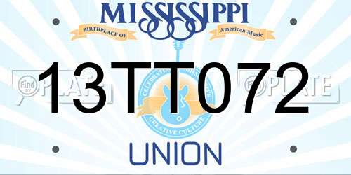 13TT072 Mississippi License Plate