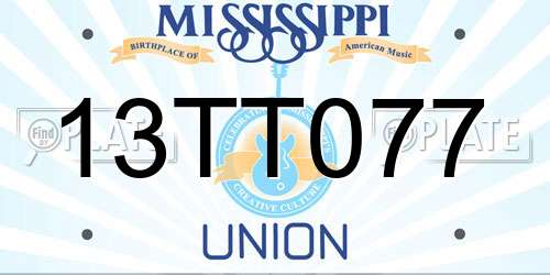 13TT077 Mississippi License Plate