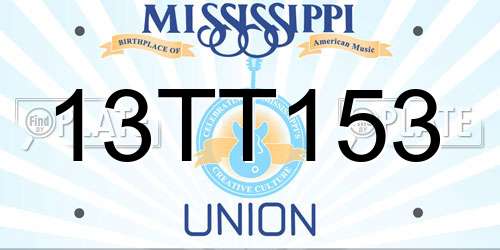 13TT153 Mississippi License Plate
