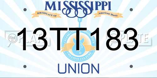 13TT183 Mississippi License Plate