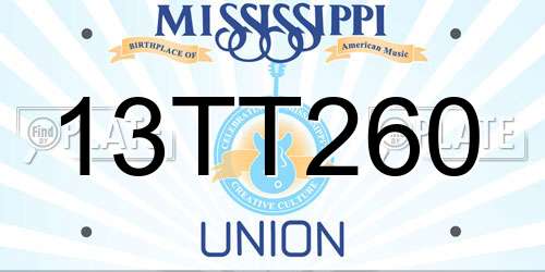 13TT260 Mississippi License Plate