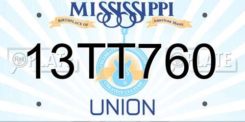 13TT760 Mississippi License Plate