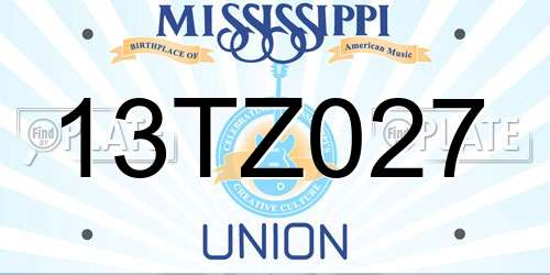 13TZ027 Mississippi License Plate