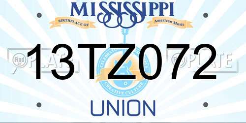 13TZ072 Mississippi License Plate