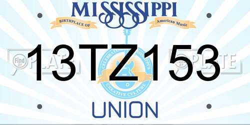 13TZ153 Mississippi License Plate