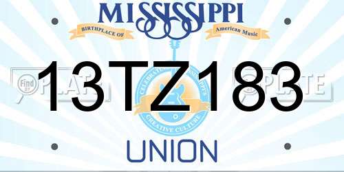 13TZ183 Mississippi License Plate