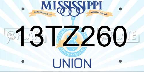 13TZ260 Mississippi License Plate