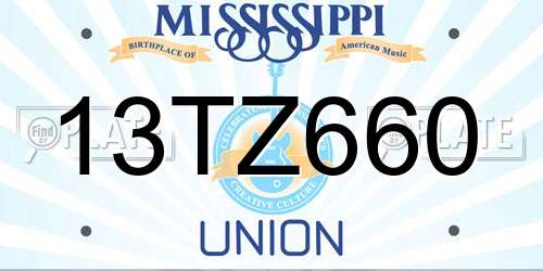 13TZ660 Mississippi License Plate