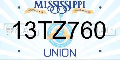 13TZ760 Mississippi License Plate