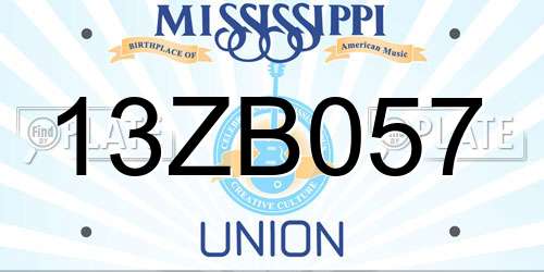 13ZB057 Mississippi License Plate