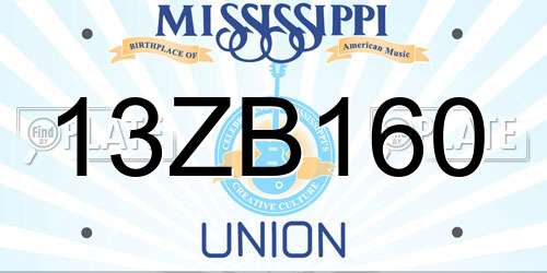 13ZB160 Mississippi License Plate