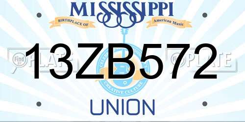 13ZB572 Mississippi License Plate