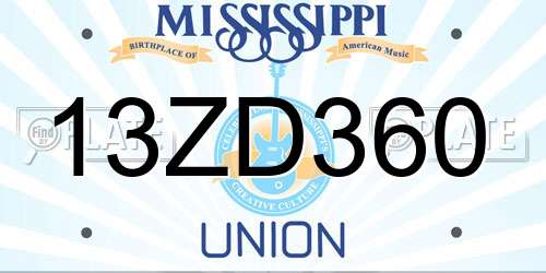 13ZD360 Mississippi License Plate