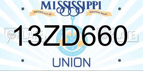 13ZD660 Mississippi License Plate