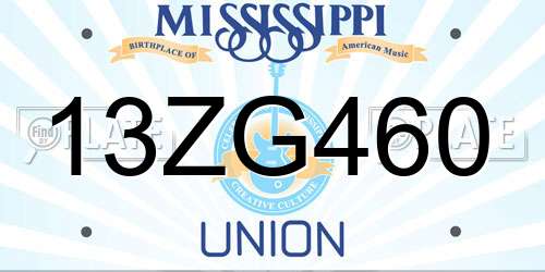 13ZG460 Mississippi License Plate