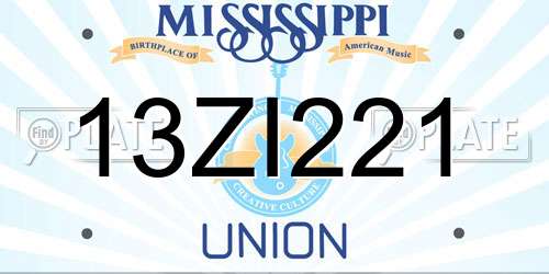 13ZI221 Mississippi License Plate