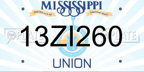 13ZI260 Mississippi License Plate