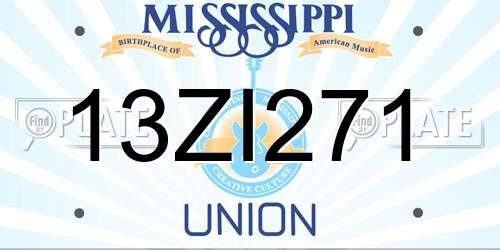 13ZI271 Mississippi License Plate