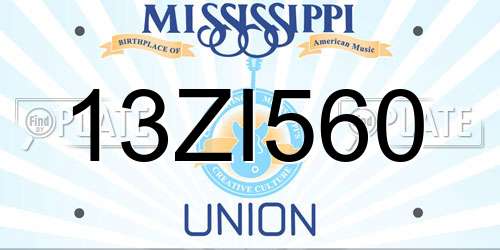 13ZI560 Mississippi License Plate