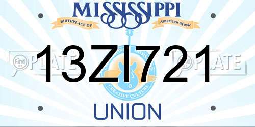 13ZI721 Mississippi License Plate