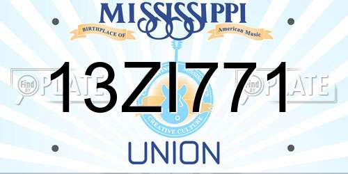 13ZI771 Mississippi License Plate