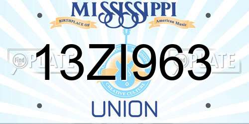 13ZI963 Mississippi License Plate