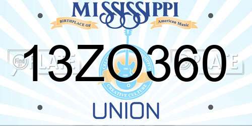 13ZO360 Mississippi License Plate