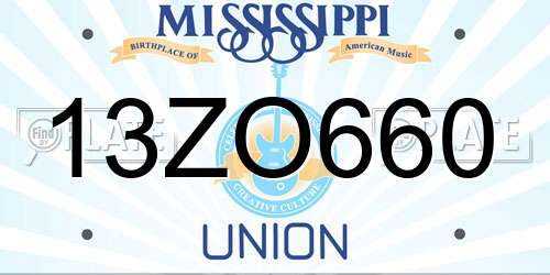 13ZO660 Mississippi License Plate