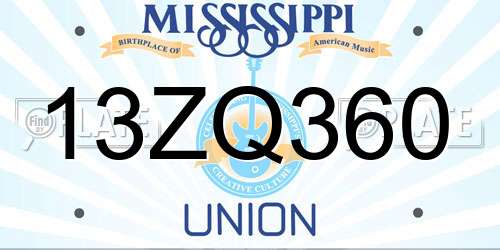 13ZQ360 Mississippi License Plate